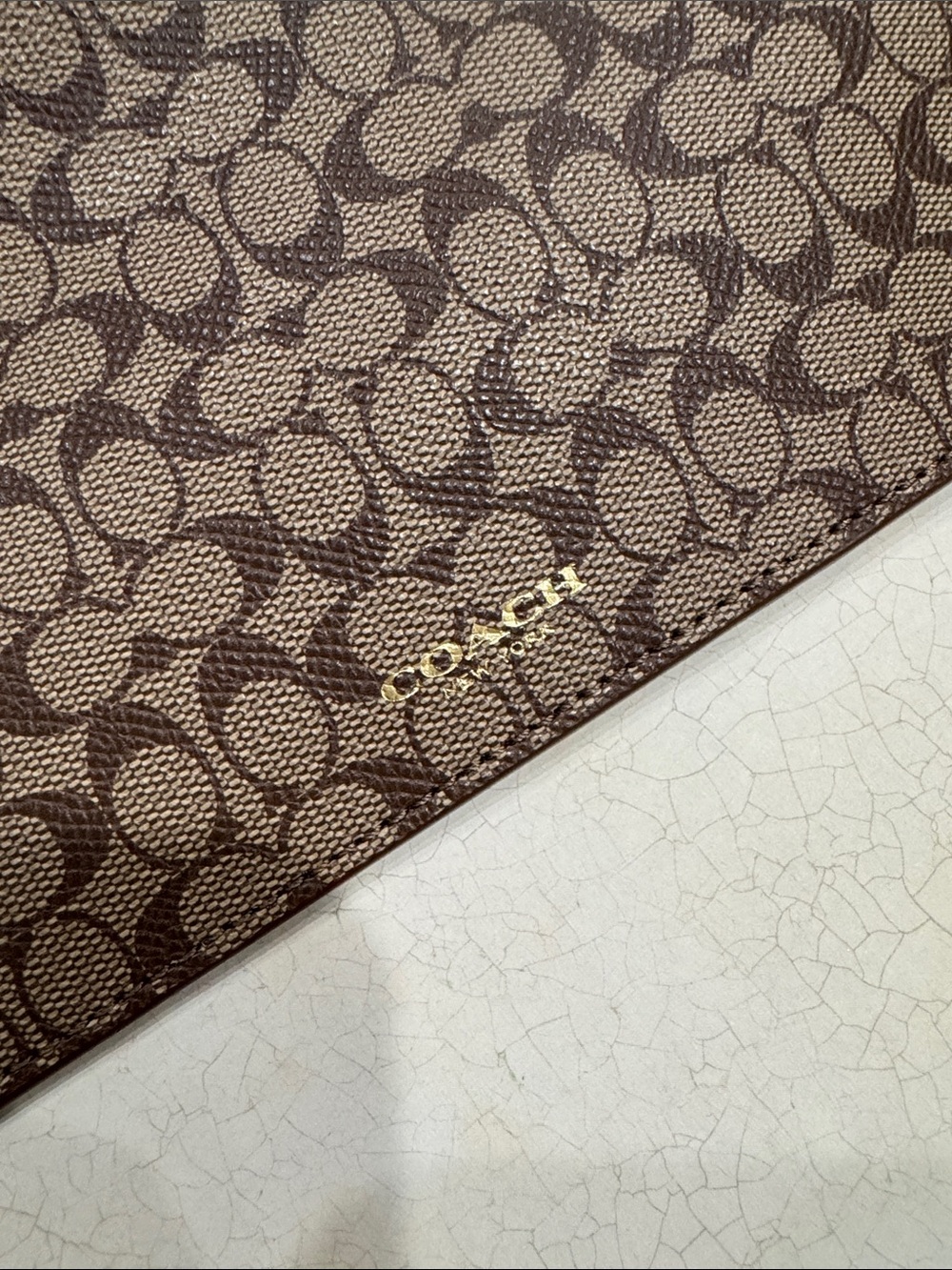 Coach Brown Signature Monogram Long Zip Pouch - Picture 6 of 6